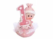 Baby shower i roczek - Party Deco Figurka dziewczynka 1 urodziny różowa - 7 cm DF10D - miniaturka - grafika 1