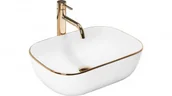 Umywalki - Rea U8736 Umywalka nablatowa Belinda Gold Edge - miniaturka - grafika 1