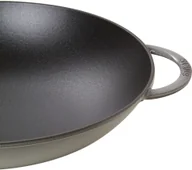 Patelnie - Staub Wok żeliwny z pokrywką 37 cm grafitowy szary 40509-336-0 - miniaturka - grafika 1