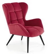 Fotele - Halmar Fotel wypoczynkowy bordowy velvet TYRION drewniane czarne nogi - miniaturka - grafika 1