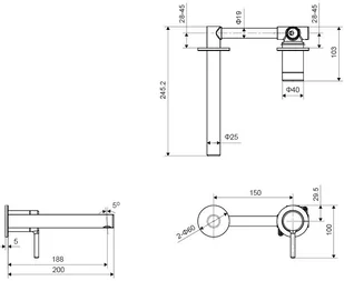 Actima Pi Bateria umywalkowa ścienna biały mat AREX.1214WH - Baterie umywalkowe - miniaturka - grafika 3