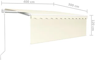 VidaXL Lumarko Automatycznie zwijana markiza z zasłoną, 4x3 m, kremowa 3069427 VidaXL - Markizy - miniaturka - grafika 11