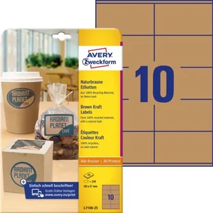 Avery Zweckform Etykiety papierowe ekologiczne 105x57 ZWECKFORM trwałe brązowe 25ARK 250 etykiet /L7108-25/ ZW714 - Etykiety do drukarek - miniaturka - grafika 2