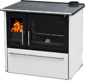 Kuchnie węglowe - PLAMEN 850 GLAS biała kuchnia żeliwna na drewno - miniaturka - grafika 1