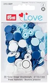 Akcesoria i części do maszyn do szycia - Prym PRYM Love 393009 kolorowe zatrzaski, średnica 12,4 cm, niebieskie, białe, jasnoniebieskie, 30 sztuk, (stosować wg załączonej instrukcji) PRYM_393009 - miniaturka - grafika 1