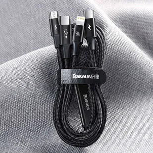 Baseus Kabel 3w1 Rapid Series USB-C do micro USB Lightning USB-C PD 20W 1.5m Czarny CAMLT-SC01 - Kable USB - miniaturka - grafika 12