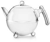Czajniki na gaz - Bredemeijer Dzbanek do herbaty o podwójnych ściankach Duet Bella Ronde błyszczący obicia chromowane 1,2 litra ze stali nierdzewnej. 1304CH - miniaturka - grafika 1