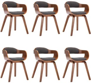 vidaXL Krzesła do jadalni, 6 szt., ciemnoszare, tkanina i gięte drewno - Krzesła - miniaturka - grafika 2