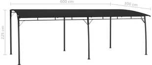 vidaXL Zadaszenie ogrodowe, 6 x 3 x 2,25 m, antracytowe - Pawilony ogrodowe - miniaturka - grafika 7