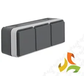 Gniazdka elektryczne - Hager BERKER W.1 Gniazdo SCHUKO 3 potrójne z uziemieniem z pokrywą poziome 2 wejścia IP55 szary 47733515 47733515/HAG - miniaturka - grafika 1