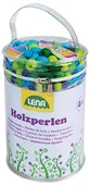 Zabawki kreatywne - Lena 32003 zestaw drewnianych koralików do majsterkowania, z 400 koralikami, 5 wisiorkami i 6 sznurkami, drewniane koraliki do nawlekania dla dzieci od 4 lat, koraliki do samodzielnego wykonania biżut 4006942861101 - miniaturka - grafika 1