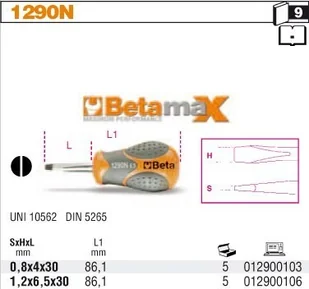 Beta WKRĘTAK PŁASKI KRÓTKI BETAMAX 6.5X30MM 1290N/6.5X30 - Śrubokręty - miniaturka - grafika 2