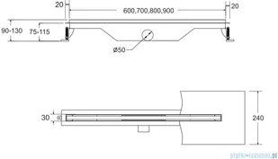 PMD Piramida Virgo Slim odpływ liniowy 80x3cm OL-80-VS | - Syfony - miniaturka - grafika 2