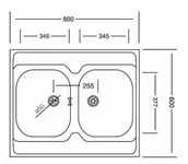 Zlewozmywaki - Kuchinox 60 Zlewozmywak stalowy dwukomorowy bez ociekacza 50x80 cm len SK6320T - miniaturka - grafika 1