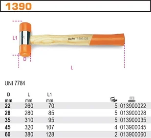 Beta MŁOTEK PLASTIKOWY 22MM 1390/22 - Młotki - miniaturka - grafika 2