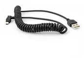 Kable komputerowe i do monitorów - System-S Mini USB przewód spiralny przewód 90 stopni kątowana wtyczka kątowa (lewa) danych Kabel ładujący 140 cm 50437895 - miniaturka - grafika 1