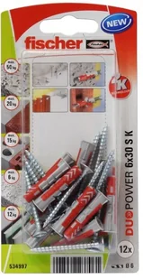 Kołek uniwersalny DUOPOWER z wkrętem 6X30 S K NV - Kołki - miniaturka - grafika 2