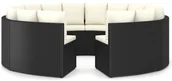 Meble ogrodowe - Sauen shumee 8 częściowa ogrodowa z poduszkami rattan PE czarna - miniaturka - grafika 1