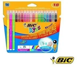 BIC FLAMASTRY KID COULEUR FLUO PUDEŁKO 15+3 wszystko dla domu i biura! 921359 - Flamastry - miniaturka - grafika 2