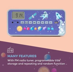 Auna Kidsbox Space CD Boombox, odtwarzacz CD, bluetooth, FM, USB, wyświetlacz LED, szary KBB-088-KidsboxSpace - Inne akcesoria audio-wideo - miniaturka - grafika 3