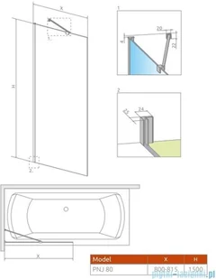 Radaway Idea Black Pnj Factory parawan nawannowy 80cm 10001080-54-55 | - Akcesoria do armatury i ceramiki - miniaturka - grafika 2