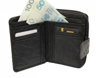 PolskaGalanteria.pl Portfel Damski Skóra Ekologiczna POLSKAGALANTERIA Średni Z Suwakiem Piórnik CZARNY WĄŻ B1 - Portfele - miniaturka - grafika 4