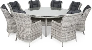 HOME &amp; GARDEN Meble ogrodowe technorattanowe Bristol Round Elegant 180 cm Light Grey / Grey Melange  8+1 401530 - Meble ogrodowe - miniaturka - grafika 2