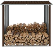 Akcesoria kominkowe - vidaXL Wiata na drewno, stal galwanizowana, 172x91x154 cm, brązowa vidaXL - miniaturka - grafika 1