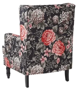 Beliani Fotel z podnóżkiem w kwiaty czarny SANDSET - Fotele - miniaturka - grafika 6