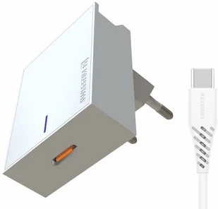 Swissten Ładowarka sieciowa USB-C 25W Super Fast Charging + USB-C kabel 1,2m 22050200) Biała - Ładowarki do telefonów - miniaturka - grafika 2
