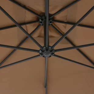 vidaXL Parasol wiszący ze stalowym słupkiem, 300 cm, kolor taupe - Parasole ogrodowe - miniaturka - grafika 3