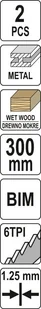 YATO BRZESZCZOTY DO DREWNA I METALU BIM 300MM 6TPI 2SZT YT-33935 - Brzeszczoty - miniaturka - grafika 3