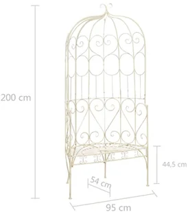 vidaXL Ławka ogrodowa 95 cm żelazo antyczna biel 45432 - Sofy ogrodowe - miniaturka - grafika 7