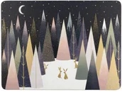 Obrusy i serwetki - Pimpernel portmerion PODKŁADKI KORKOWE PIMPERNEL - Frosted Pines - Zimowe Sosny DUŻE - miniaturka - grafika 1