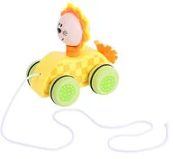 Bigjigs Toys Ltd drewniany Lew na kółkach - Zabawki interaktywne dla dzieci - miniaturka - grafika 3