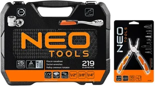 NEO-TOOLS Zestaw zestaw nasadek 3/4" i 1/4" 219 elementów 08 671 (08-671) - Zestawy narzędziowe - miniaturka - grafika 2