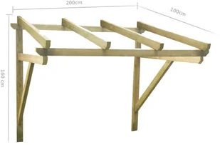 vidaXL Zadaszenie nad drzwi, 200x100x160 cm, lite drewno sosnowe vidaXL - Daszki nad drzwi - miniaturka - grafika 4