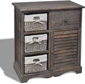 Komody - vidaXL Drewniana komoda z 3 koszykami (Brązowa) - miniaturka - grafika 1