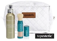 Pudry do twarzy - Colorescience Sunforgetable Brush-On Sunscreen + Clarifying Setting Mist + Kosmetyczka ZESTAW Mineralny puder ochronny SPF 50 w pędzlu - kolor Medium 6 g + Mgiełka do cery problemowej 118 ml + Biała, - miniaturka - grafika 1