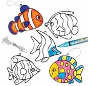 Pielęgnacja łap i pazurów - Baker Ross Wisiorek na  łapacz słońca "ryb tropikalnych" z efektem witraż-dla dzieci do malowania i powiesić na ścianie (6 sztuki) - miniaturka - grafika 1