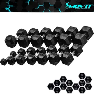 MOVIT HANTLE ŻELIWNE HEKSAGONALNE HEX 2X 6 KG FITNESS 20040890 - Hantle i ciężarki - miniaturka - grafika 4