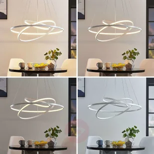 Lampenwelt com Lampa wisząca LED Ezana, trzy pierścienie, biała - Lampy sufitowe - miniaturka - grafika 2