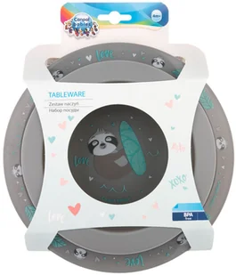 canpol Babies Zestaw naczyń Exotic Animals, 2 elementy, szary - Zestawy naczyń dla dzieci - miniaturka - grafika 2