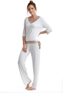 Luisa Moretti Damska bambusowa piżama ROZALIE Kremowy XL LM_2014 - Bielizna nocna Luisa Moretti Damska bambusowa piżama ROZALIE Kremowy XL LM_2014 - Bielizna nocna - miniaturka - grafika 1