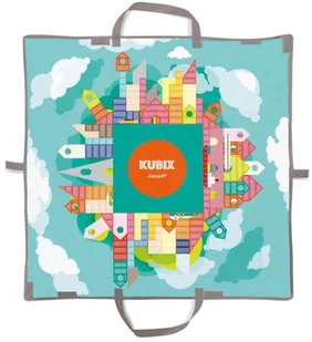 Janod Klocki drewniane z matą do zabawy Kubix 70 sztuk Miasto, Janod - Klocki - miniaturka - grafika 5