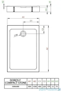 Radaway Doros F Compact Stone brodzik 120x90 biały SDRFP1290-05-04S | - Brodziki prysznicowe - miniaturka - grafika 2