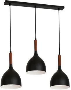 Luminex Noak wood 1391 lampa wisząca zwis 3x60W E27 czarny / brązowy - Lampy sufitowe - miniaturka - grafika 2