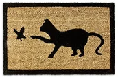 Wycieraczki - Relaxdays mata na podłogę z motywem kota 40 x 60 cm mata kokosowa mata kokosowa z antypoślizgową PCW podkładka wycieraczka wykonana z włókna kokosowego jako mata wyłapująca brud i wycieraczka wycierac 10016759 - miniaturka - grafika 1