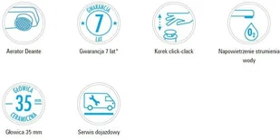 Deante Bateria umywalkowa z boczną dźwignią 12,6cm z korkiem click-clack z przelewem ,chrom Kalia BGK 021N - Baterie umywalkowe - miniaturka - grafika 5