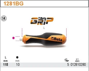 Beta RĘKOJEŚĆ Z GNIAZDEM 6-KĄT.DO GROTÓW 1281 1281BG/118 - Śrubokręty - miniaturka - grafika 2